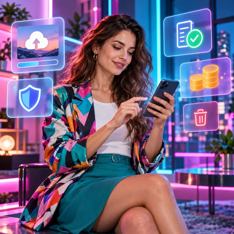 Adult user reviewing privacy, consent and credit controls in an AI messaging bot
