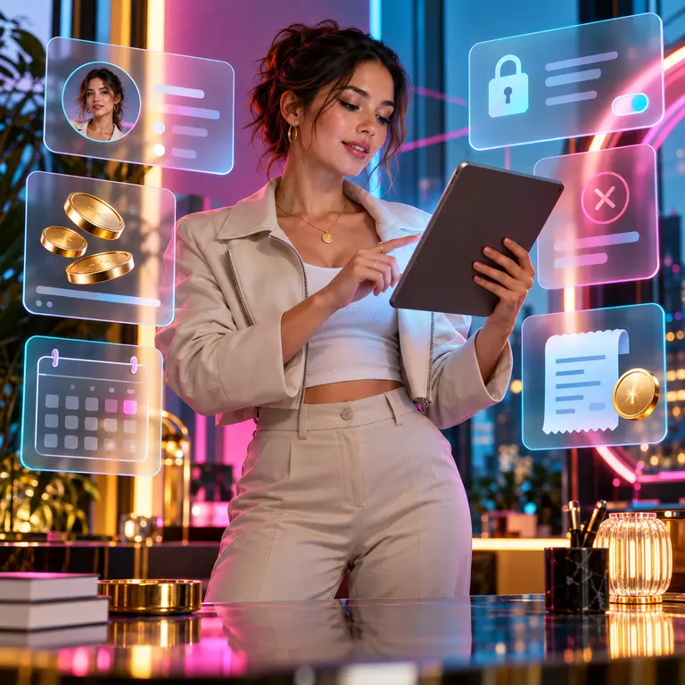 Adult user reviewing account, subscription, coin, cancellation and privacy controls