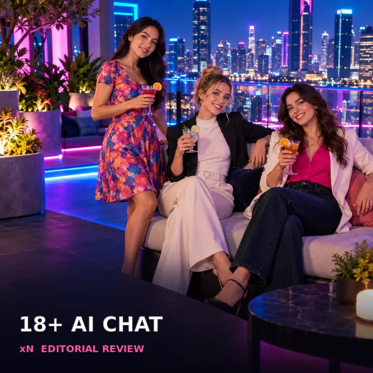 Three original fictional adult AI companions in a digital character gallery