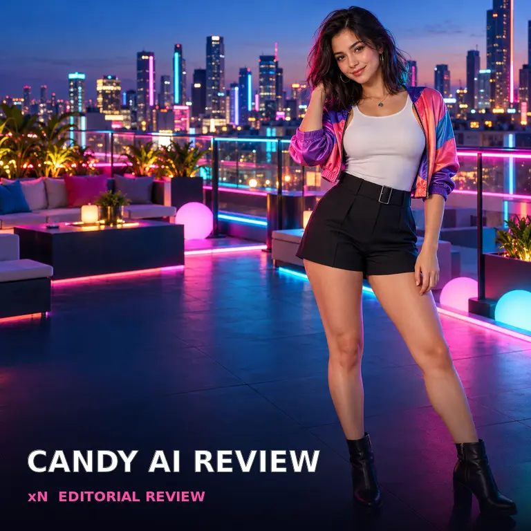 Original fictional adult virtual companion illustrating the independent Candy AI review