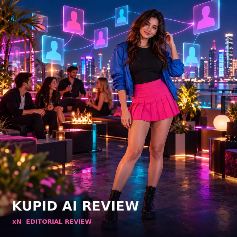 Original fictional adult virtual companion in a digital matchmaking gallery for the Kupid AI review