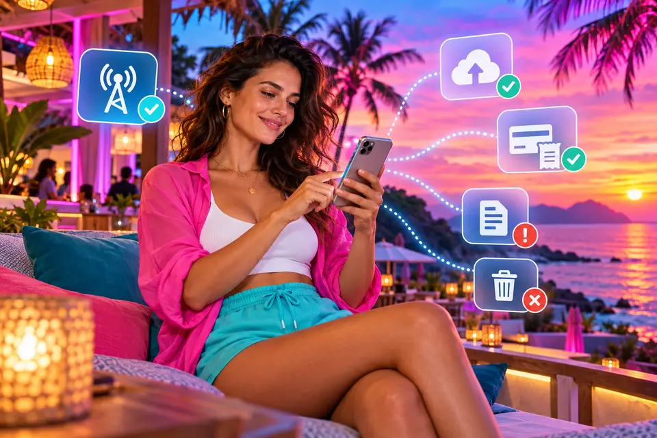 Messaging-bot privacy checklist with operator, upload, payment, reporting and deletion controls