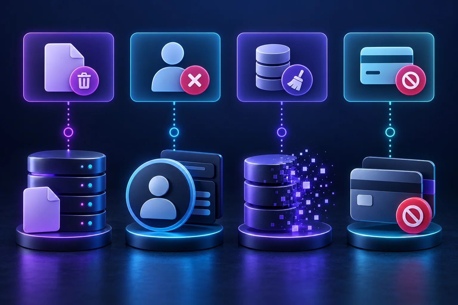 Separate controls for deleting a file, closing an account, erasing stored data and cancelling billing.