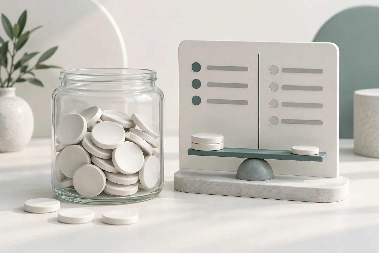Plain tokens and a balance ledger representing an internal credit system.