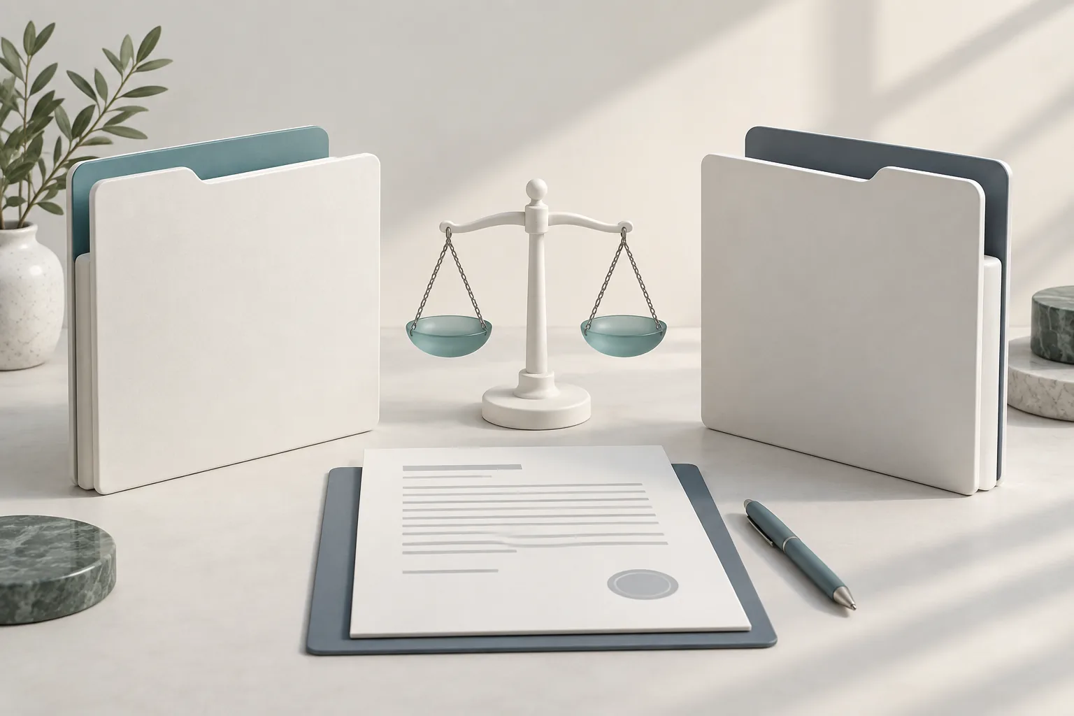 Two service folders and a regulatory document for comparing accountability.