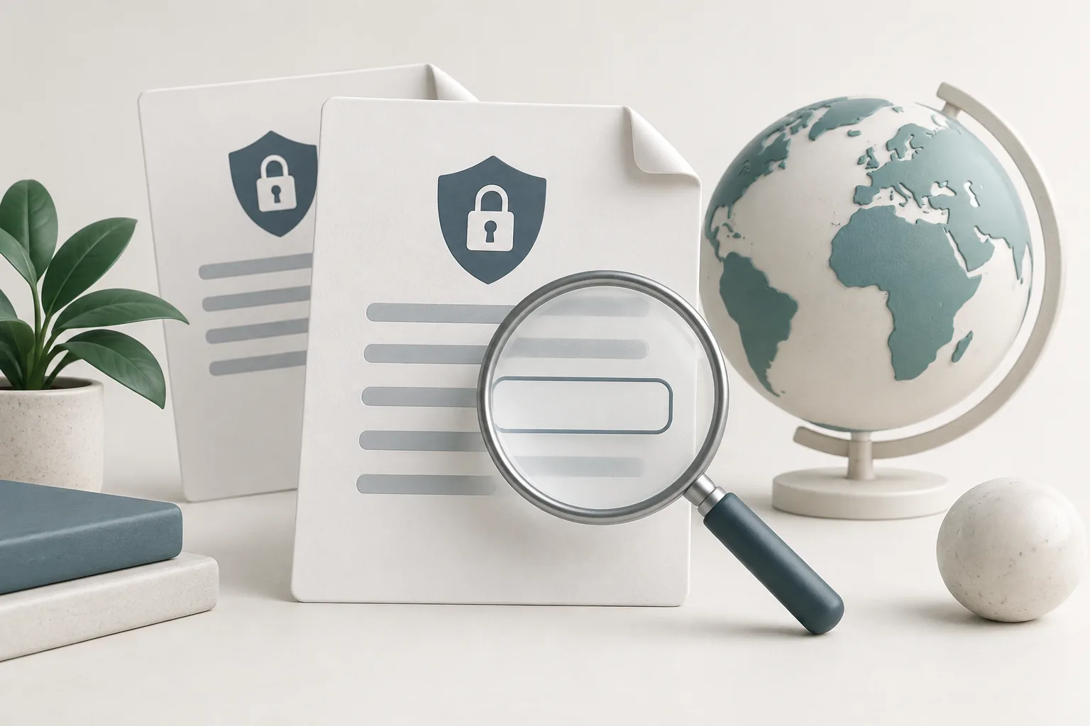 Privacy documents with an empty field highlighted for comparison.
